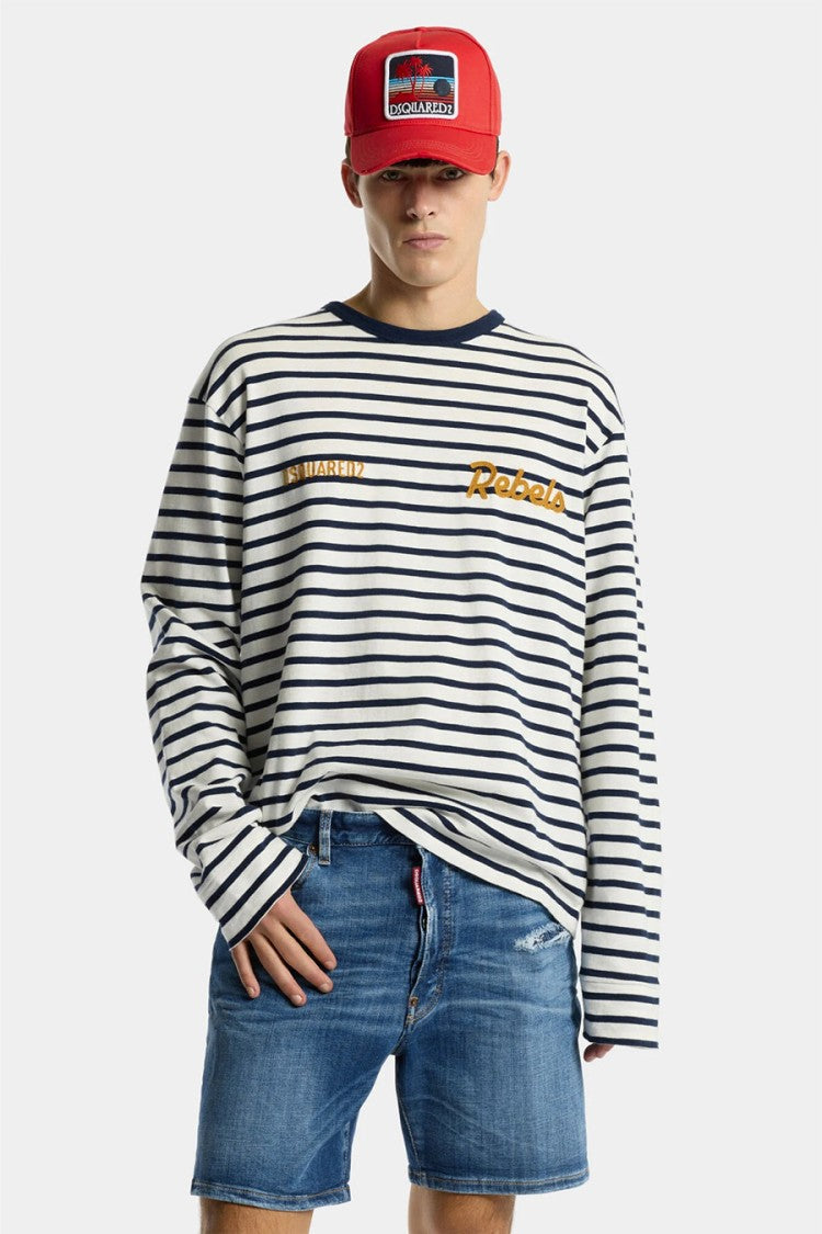 Dsquared2 Blue Cotton-Polyester Distressed Denim Shorts
