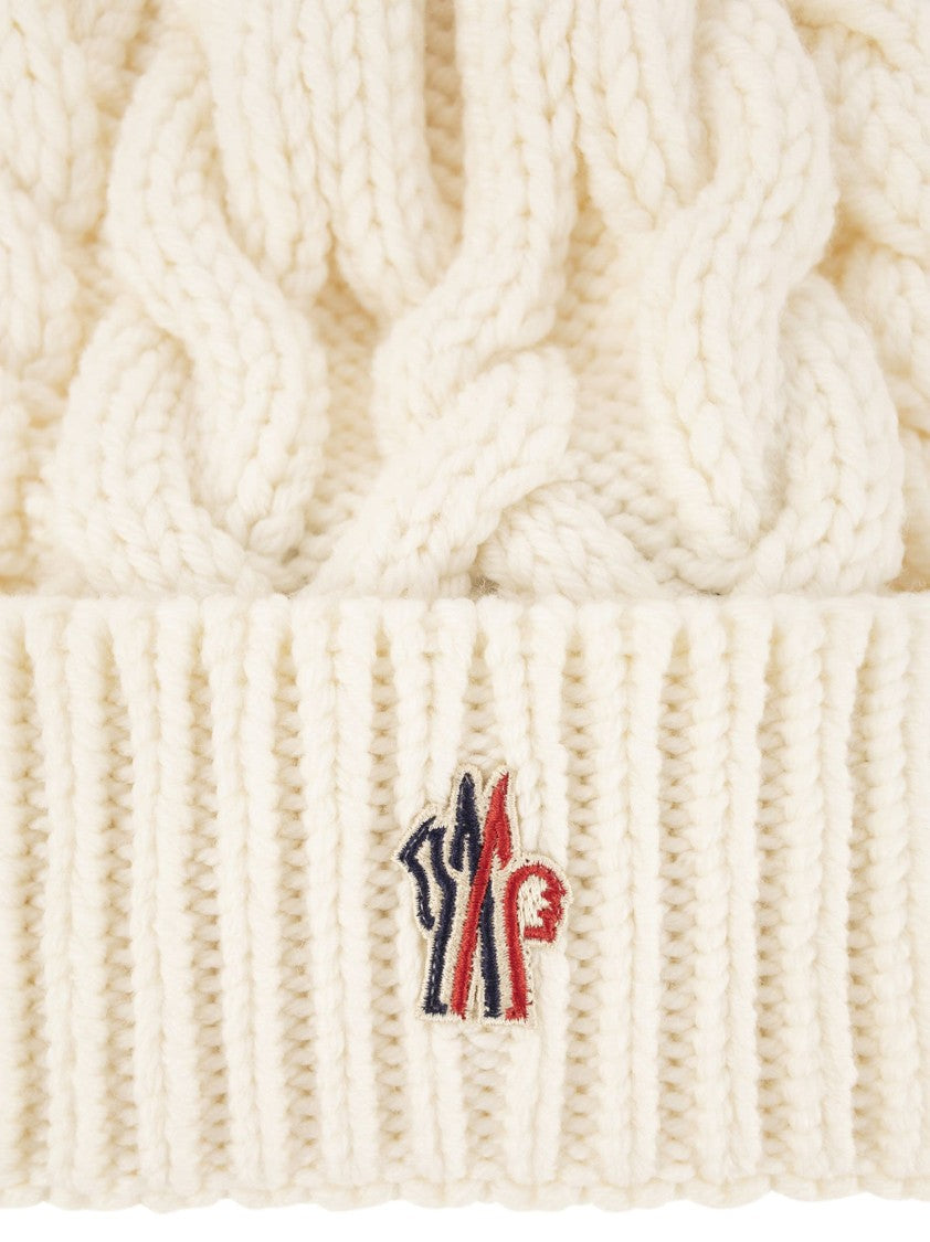 Moncler Grenoble Cable Knit Wool Cap With Ribbed Cuff
