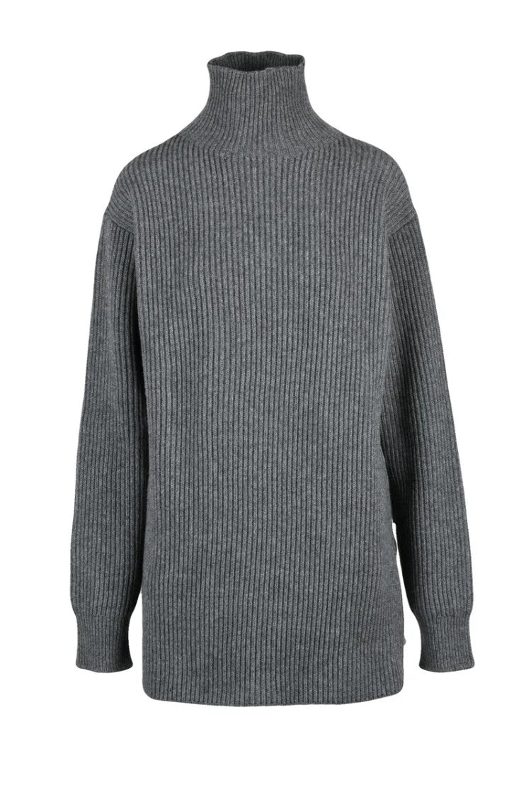 Jil Sander Long Sweater High Neck - Grey