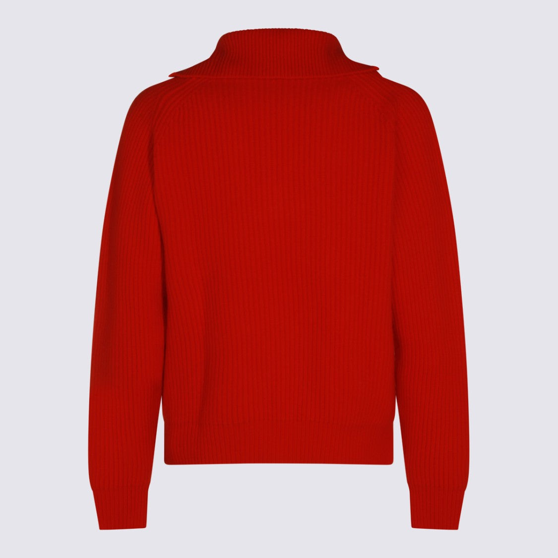 Jil Sander Half-Zip Ribbed Knit Sweater With Stand Collar