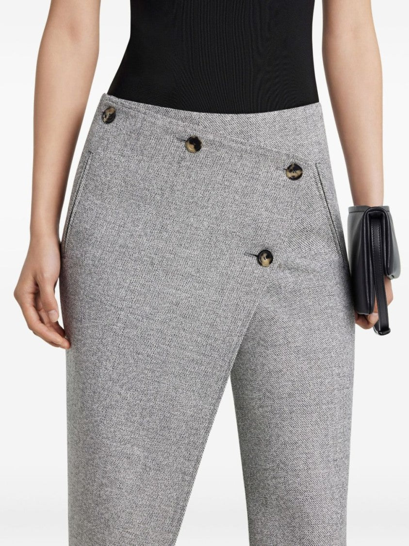 Courrèges Grey Asymmetrical Textured Wool Panel Trousers