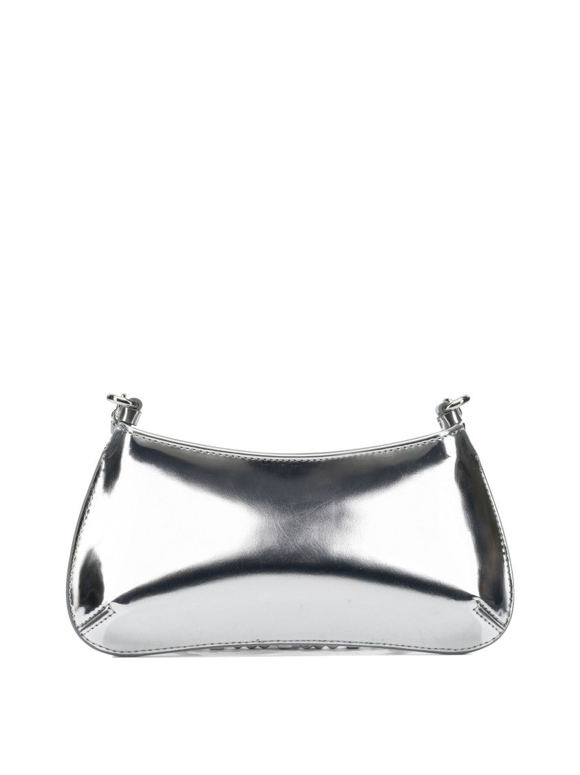 Jacquemus Reflective Silver Shoulder Bag With Geometric Chain Strap