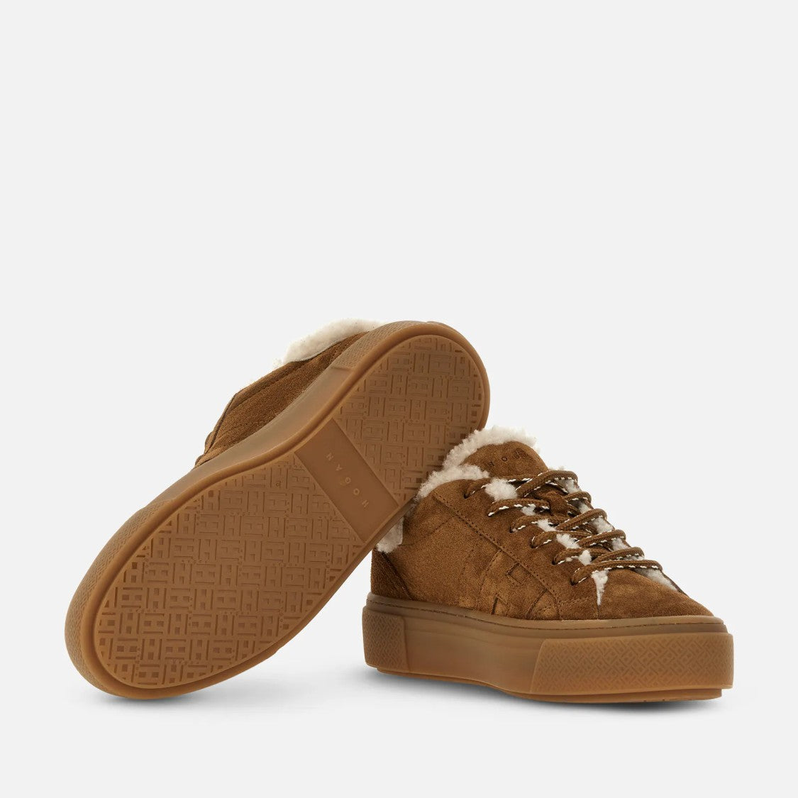 Hogan Light Brown H705 Allacciato H Calfskin Lambskin Sneakers