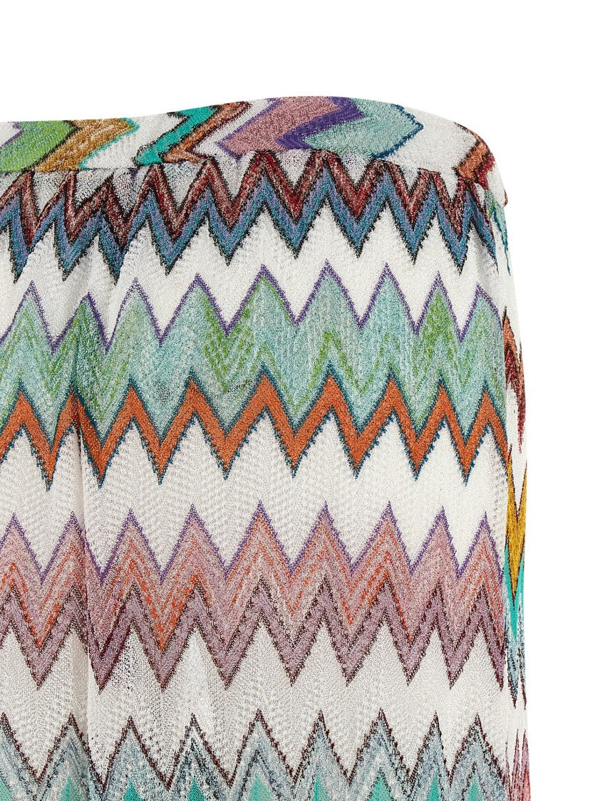 Missoni Wide-Legged Zigzag Patterned Pants With Shimmering Lamé Effect