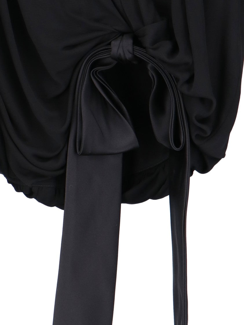 Saint Laurent Draped Mini Dress – Black