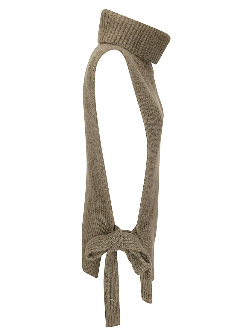 Uma Wang Open-Front Sweater With High Collar And Side Laces