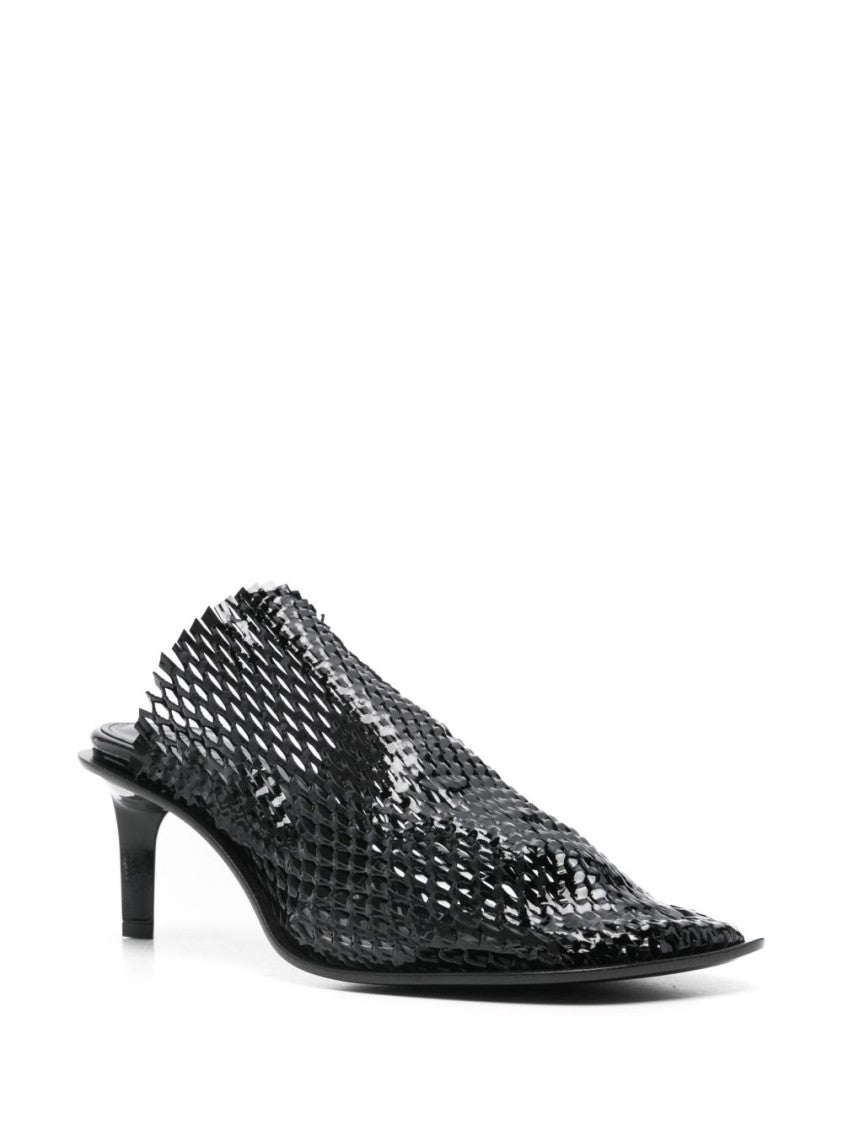 Kenzo Black Low Sculpted Heel Square Sandals