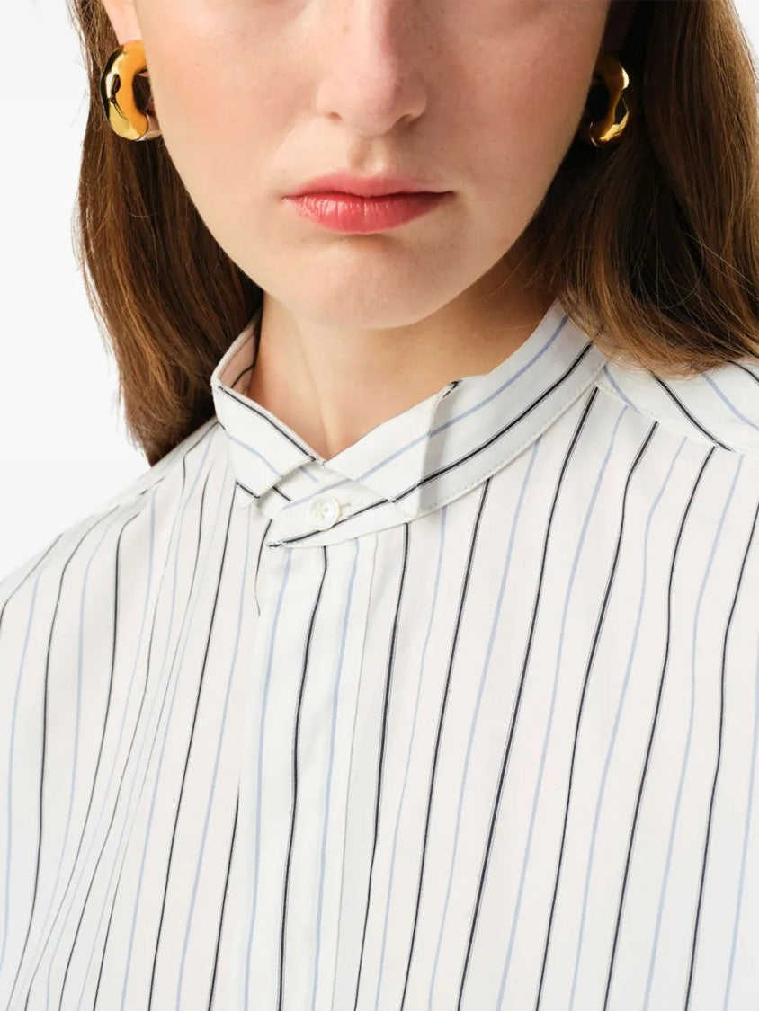 Ami White Striped Shirt With Wingtip Collar