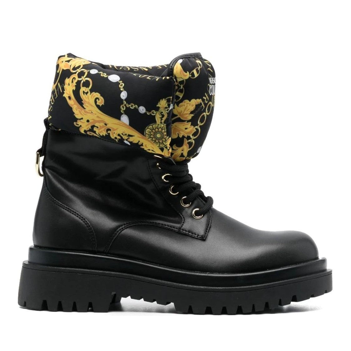 Versace Jeans Couture Black Drew Polyurethane Baroque Boots