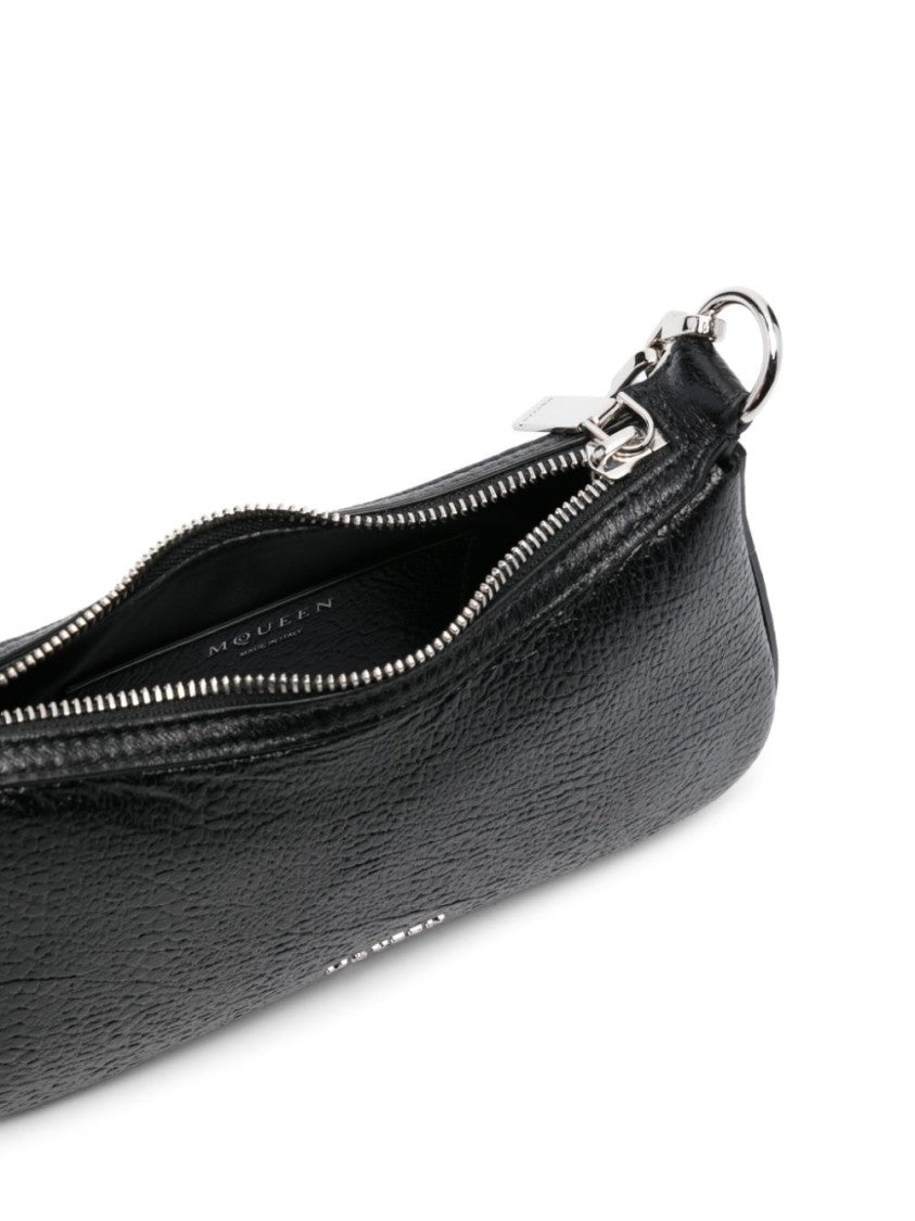 Alexander Mcqueen Textured Black Shoulder Bag With Chain Strap