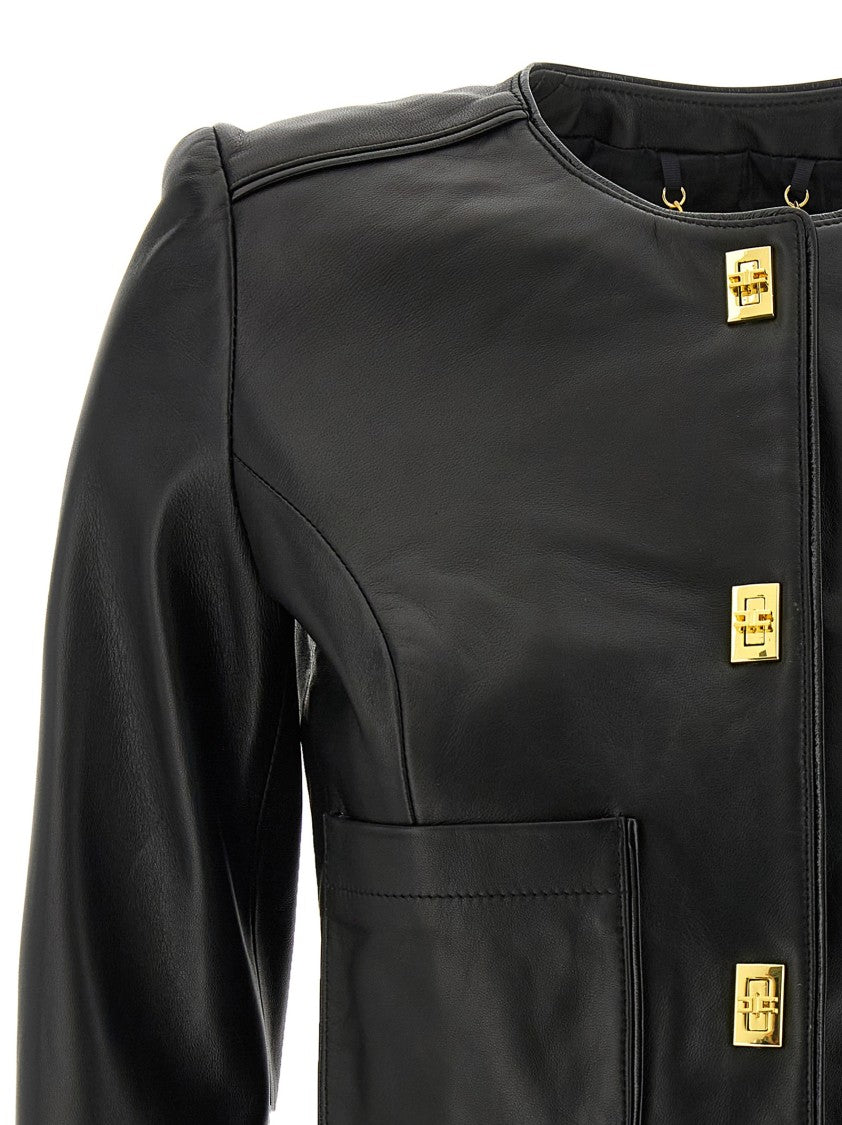 Elisabetta Franchi Cropped Leather Jacket