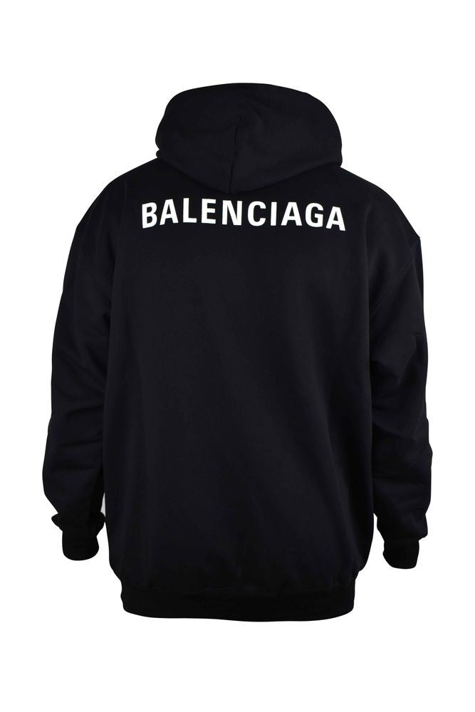 Balenciaga Black Cotton Hooded Sweatshirt