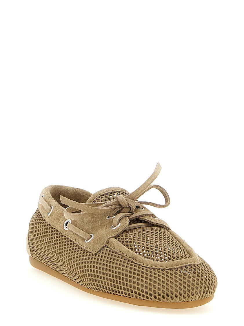 Miu Miu Mesh And Suede Boat Shoe