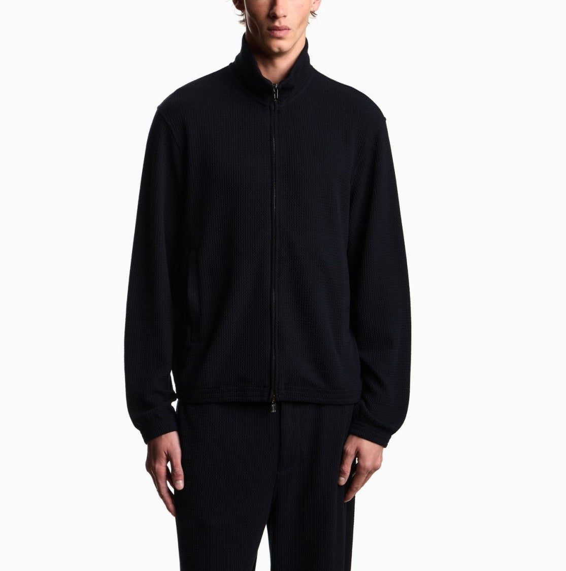 Emporio Armani Regular Fit Embossed Full Zip Sweatshirt