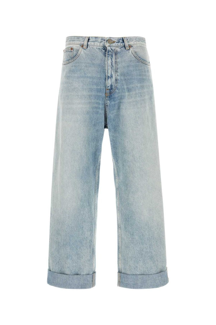 Valentino Garavani Wide-Leg Denim Jeans With Rolled Cuffs