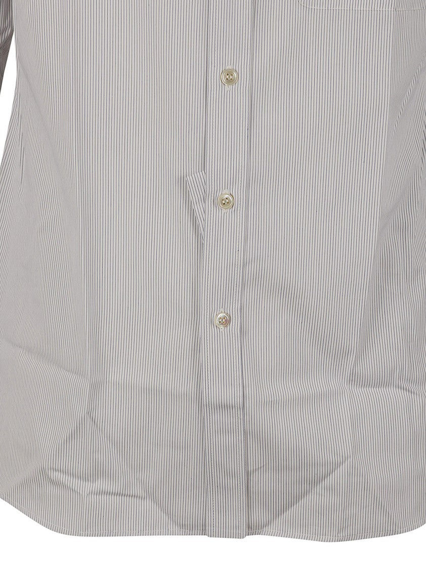 Saint Laurent Button-Down Collar Shirt With Vertical Stripes