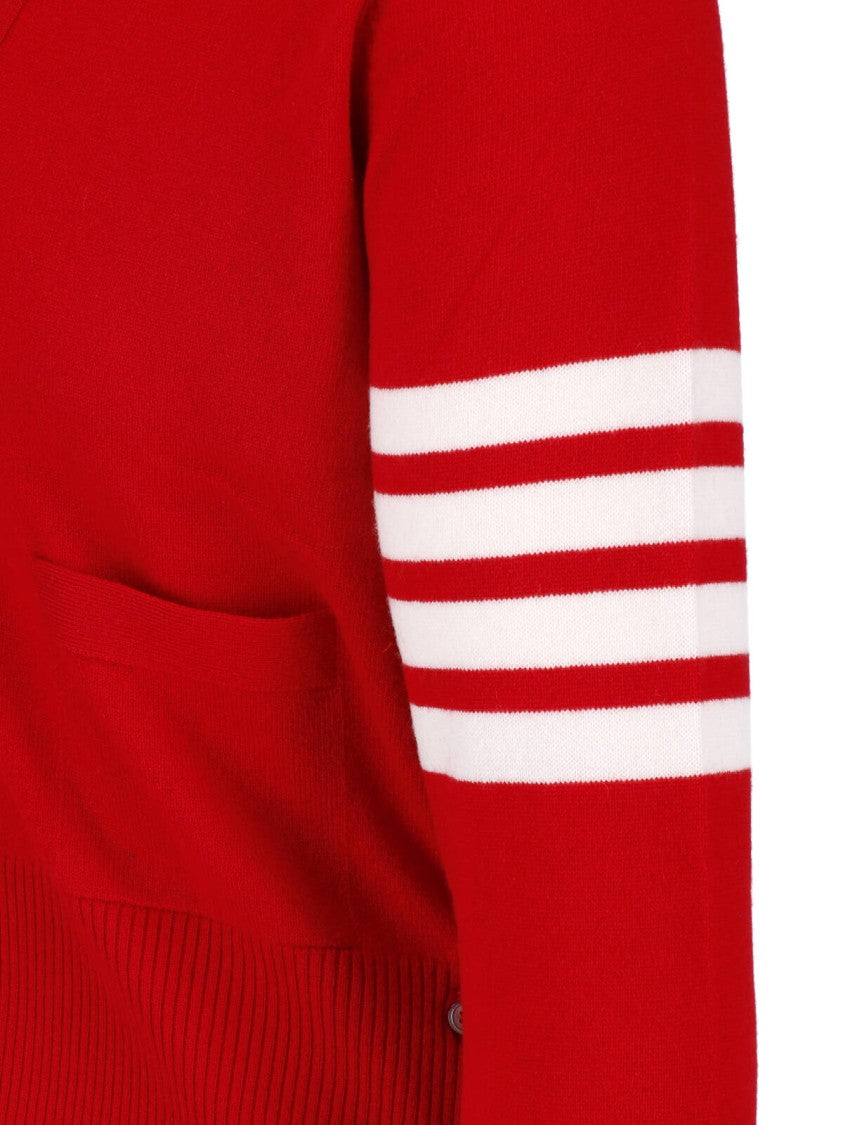 Thom Browne Red 4-Bar Cashmere Cardigan