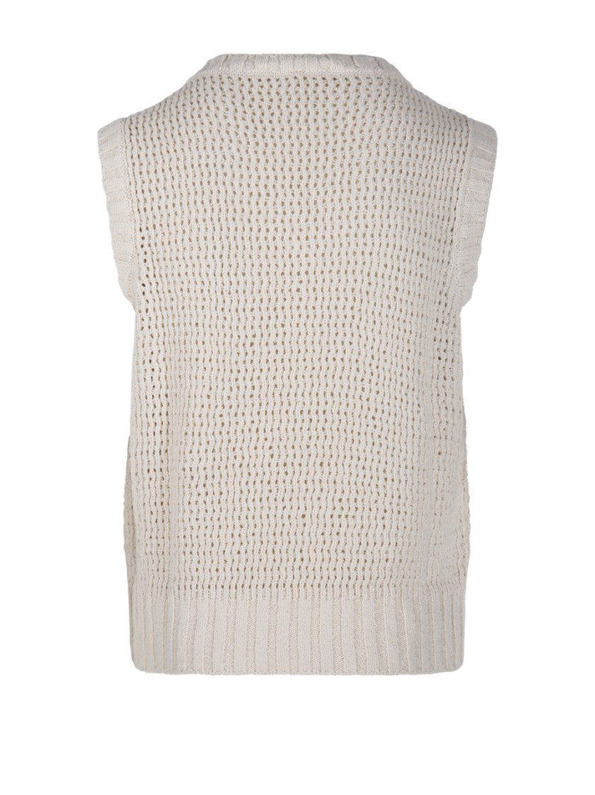 Lardini V-Neck Textured Knit Gilet