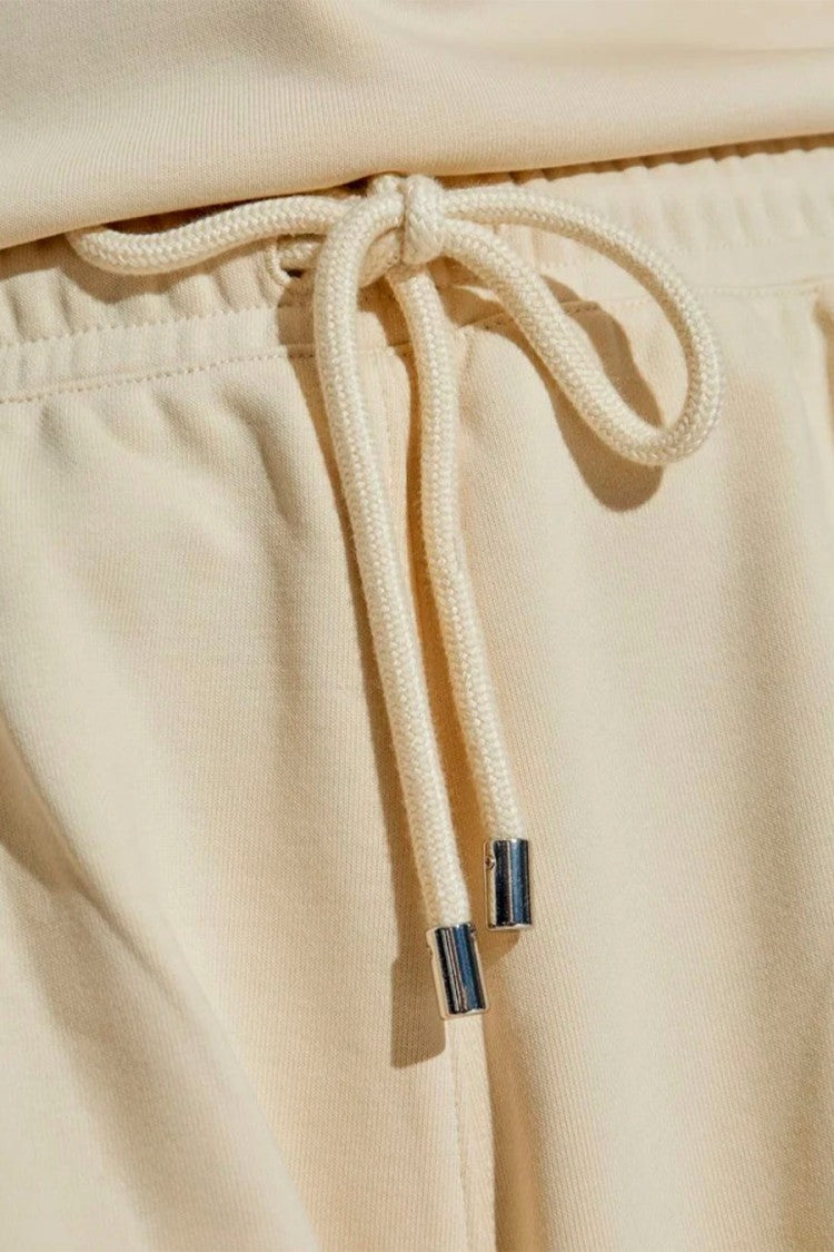 Sportmax Cream Cotton-Elastomultiester Blend Drawstring Jogger Trousers
