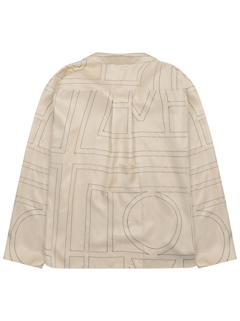 Totême Monogram V-Neck Silk Blouse