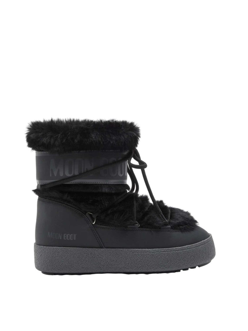 Moon Boot Black Ltrack Faux Fur Lace-Up Boots