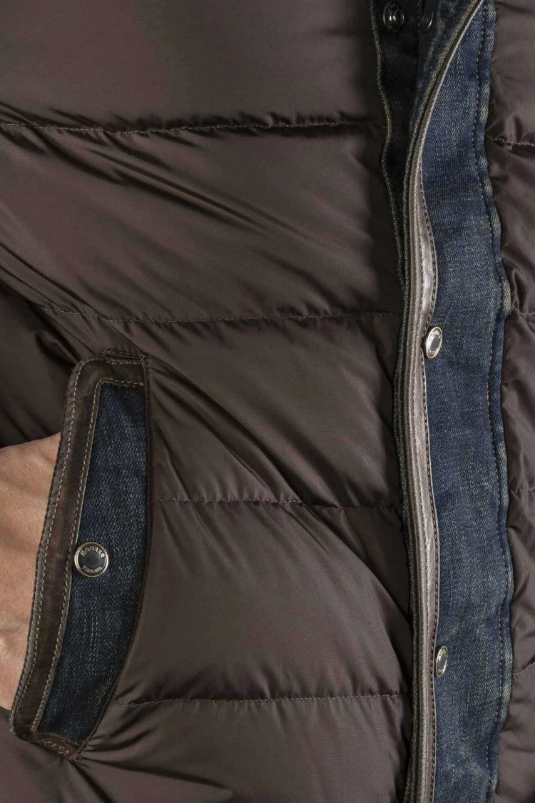 Moorer Brown Nylon Quilted Down Jacket