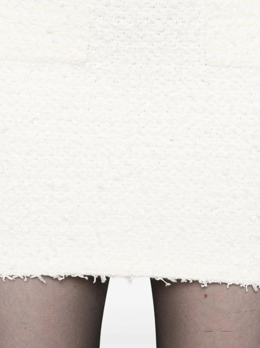 Self-Portrait Textured Beige Skirt With Decorative Pockets