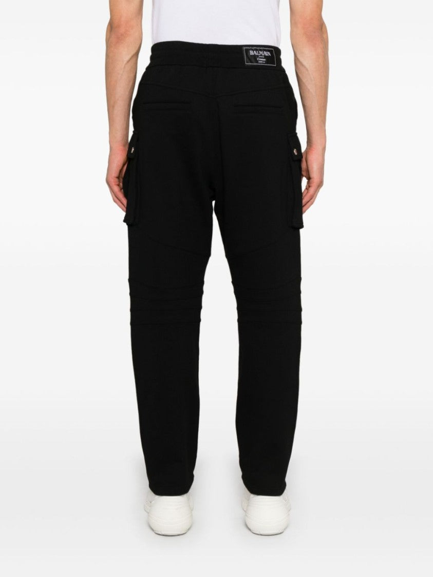 Balmain Black Elasticated Drawstring Cargo Pocket Trousers