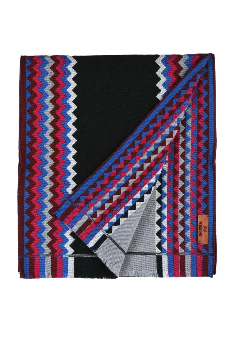 Missoni Black Fuchsia Wool Scarf