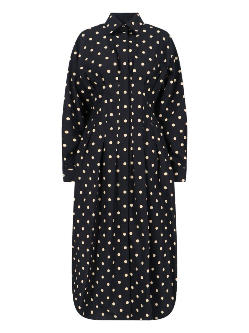 Moschino Polka-Dot Shirt Dress – Black & Beige