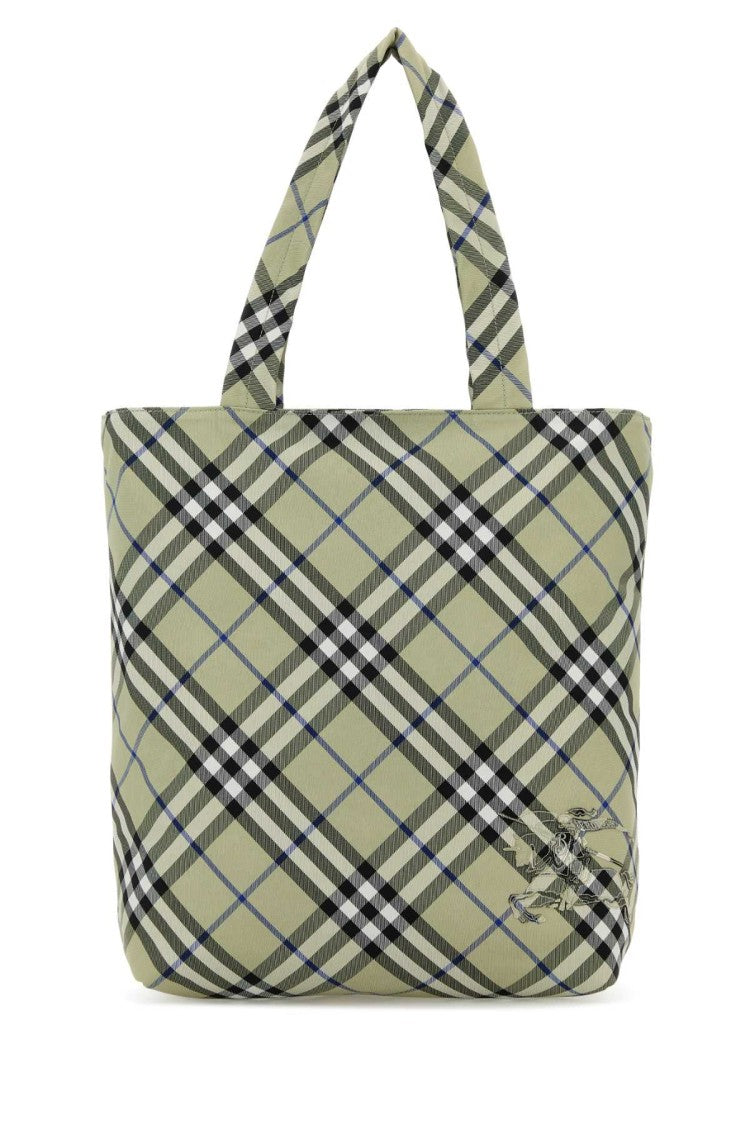 Burberry Embroidered Canvas Check Shopping Bag