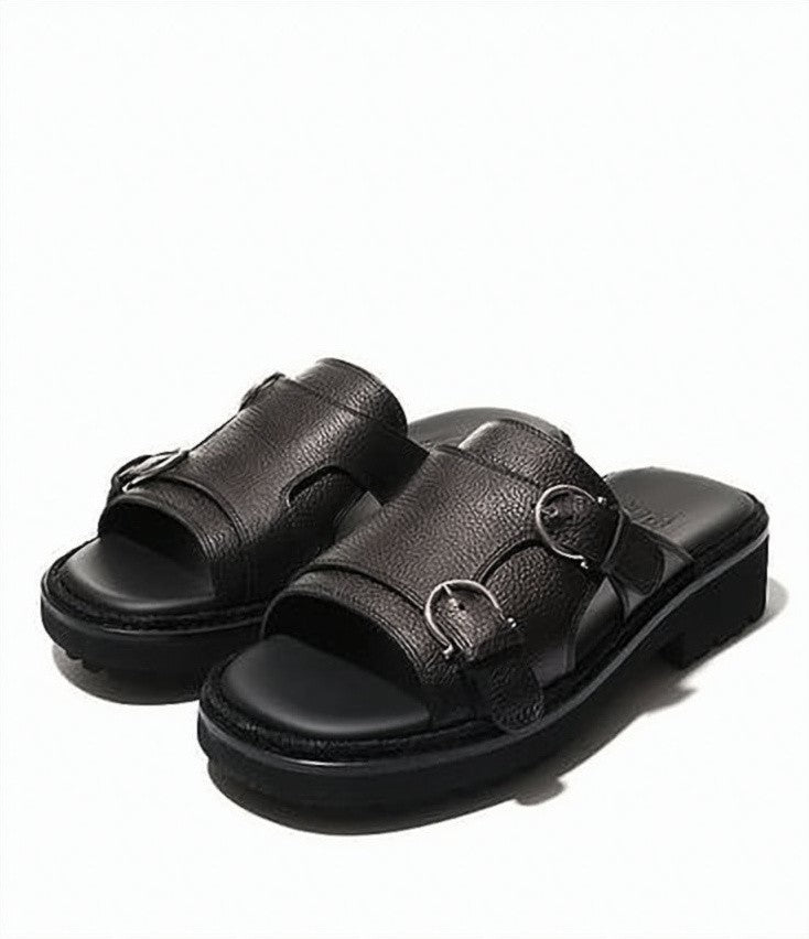 Salvatore Ferragamo Textured Leather Slip-On Sandals