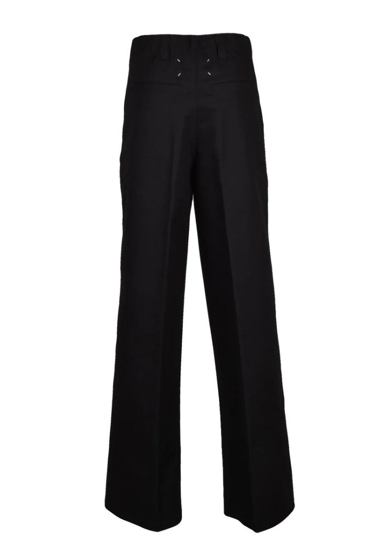 Maison Margiela Wide Leg Cotton Trousers - Black