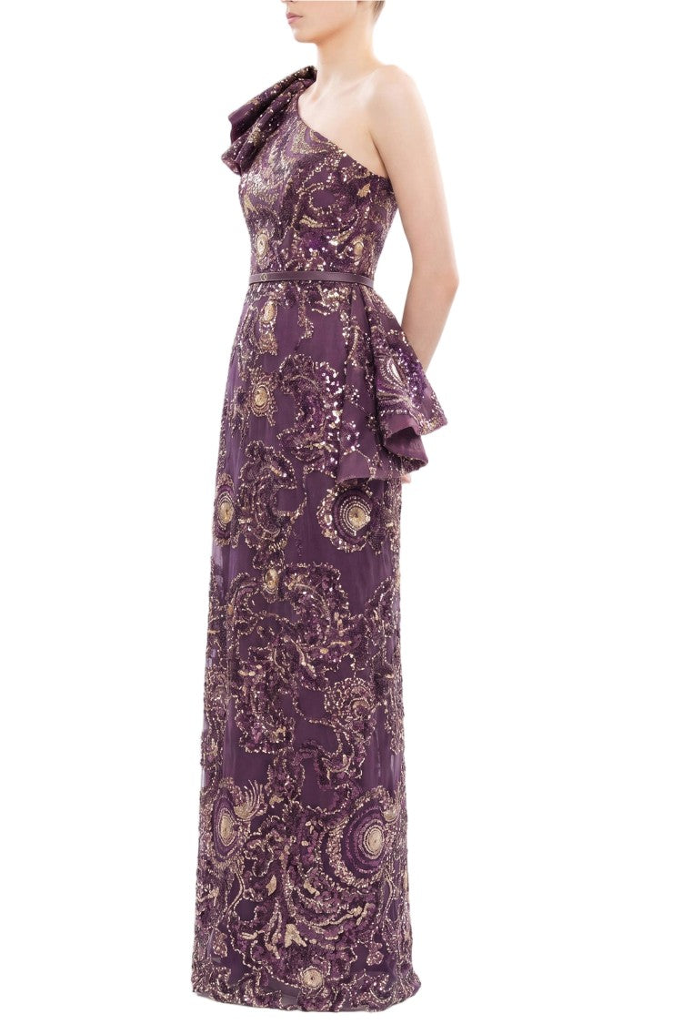 Saiid Kobeisy Ruffle Embroidered Long Dress