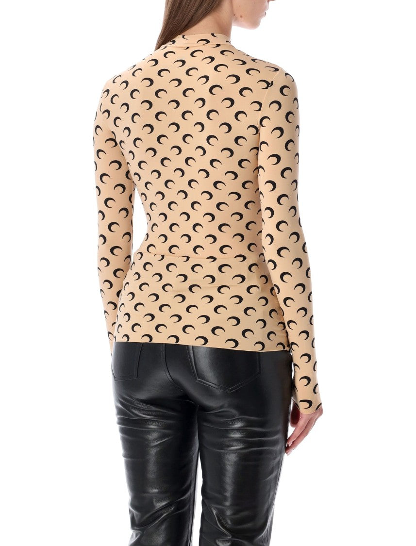 Marine Serre Second Skin High Neck Top Moon