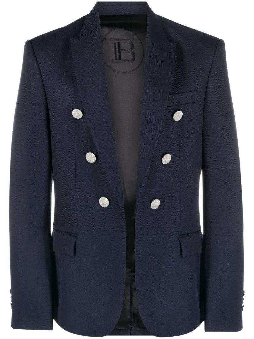 Balmain Embossed-Button Double-Breasted Blazer