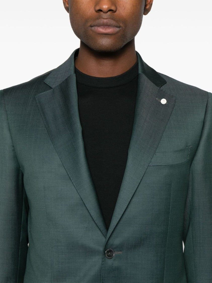 Luigi Bianchi Double-Breasted Forest Green Wool Suit