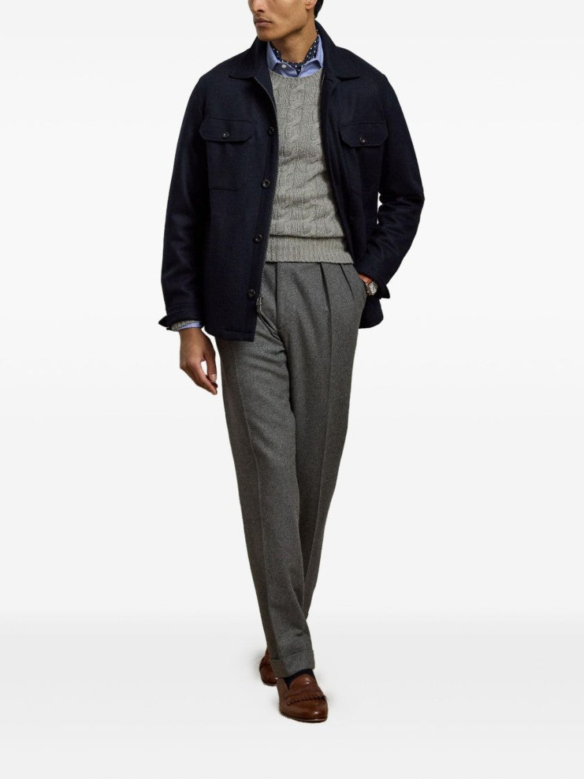 Polo Ralph Lauren Cashmere Blue Jacket With Classic Collar