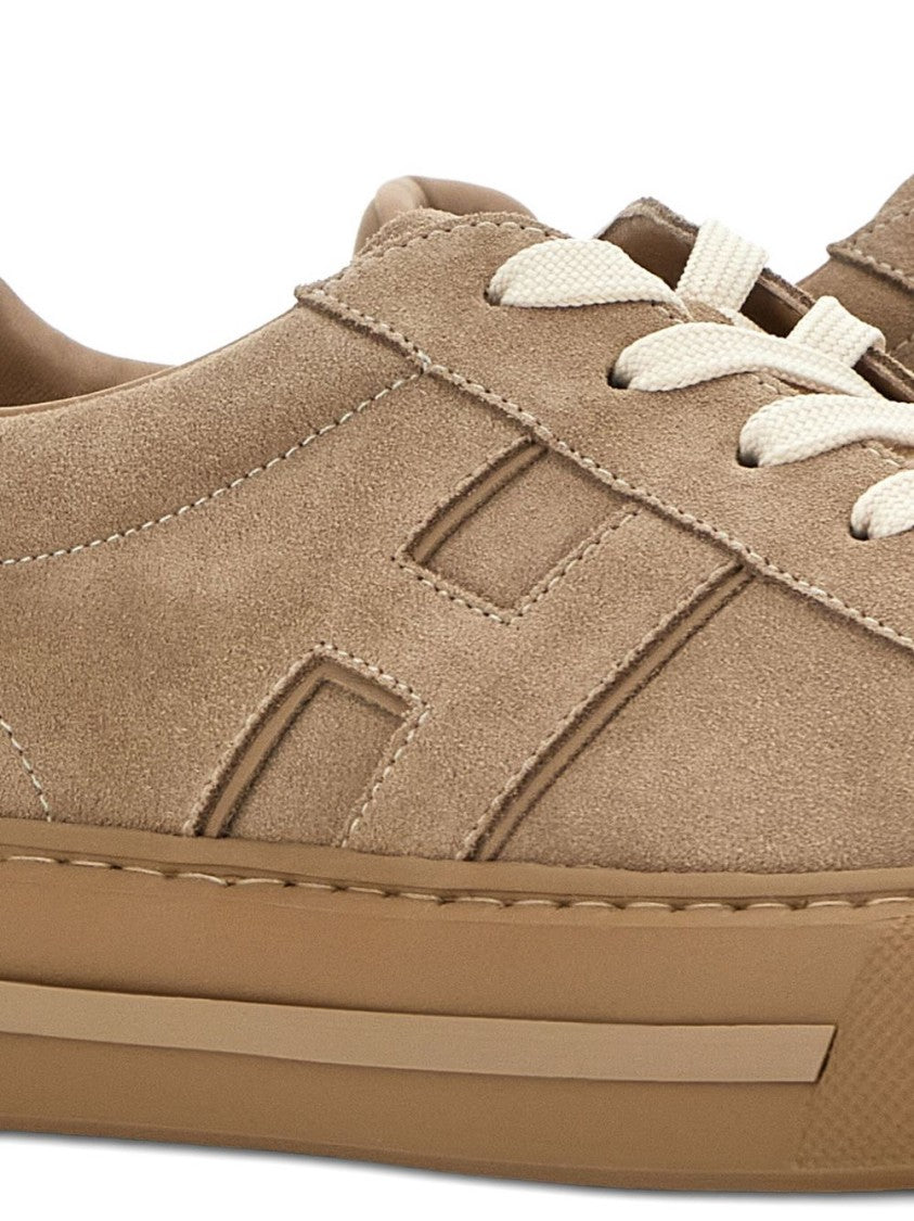 Hogan Low-Top Beige Sneakers With Embossed Logo