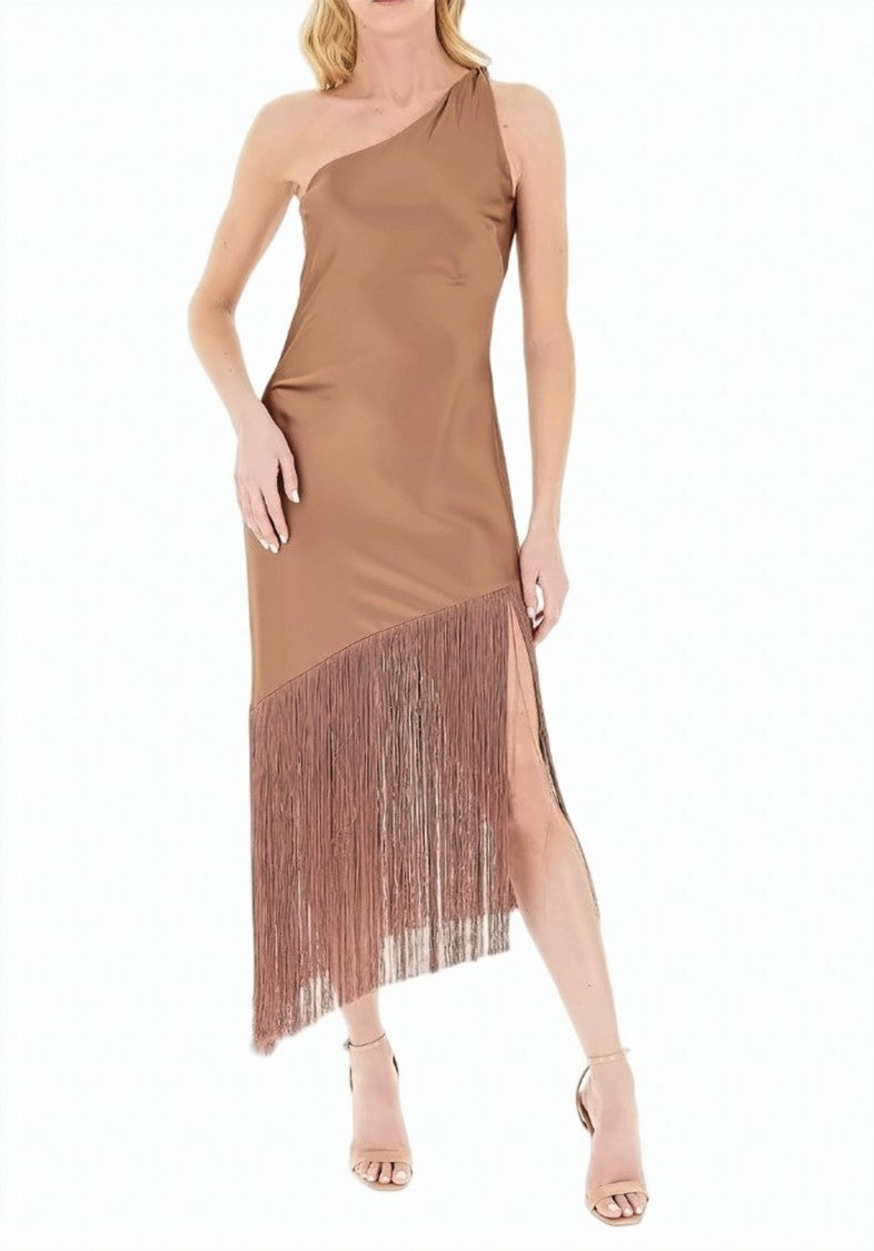 Pinko Kiwi Satin One Shoulder Dress