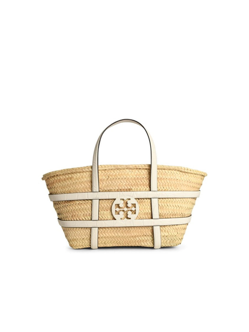 Tory Burch Ella' White Basket Straw Shopping Bag