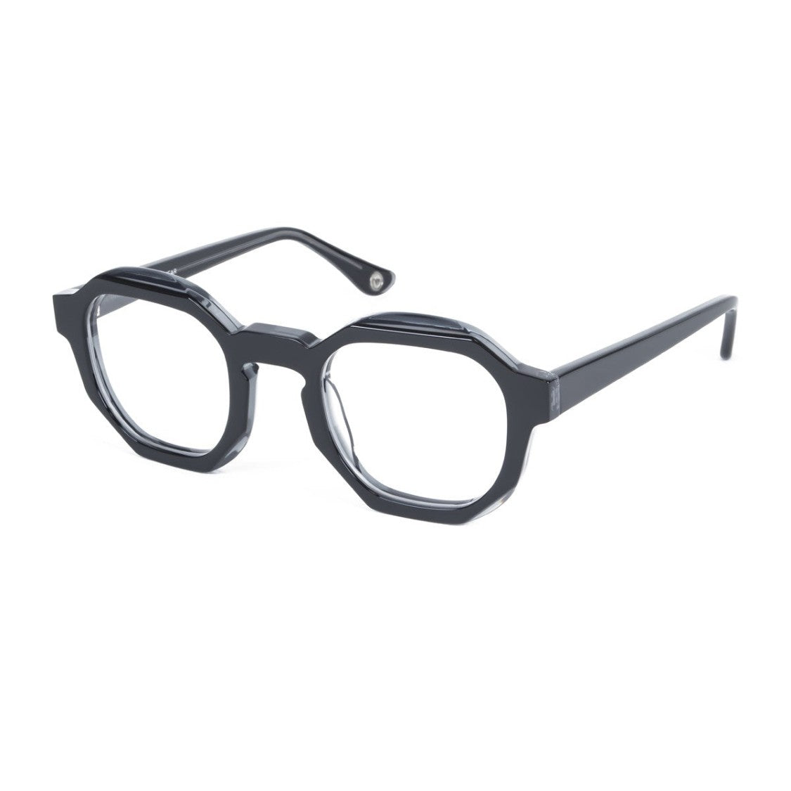 Mondelliani Black Octogone Celluloid Geometric Eyeglasses