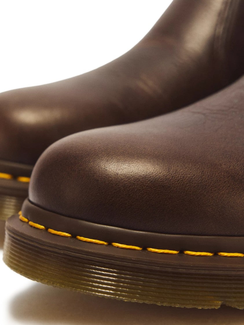 Dr. Martens Brown Elastic Side Panels Leather Ankle Boots