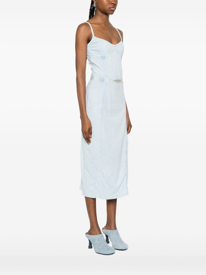 Diesel Blue White Panelled Slim Midi Dress