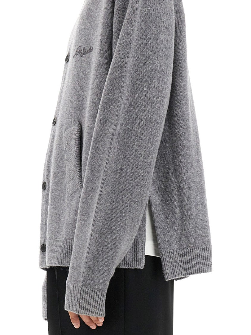 Acne Studios Relaxed-Fit V-Neck Cardigan With Button-Down Front And Embroidered Detailing