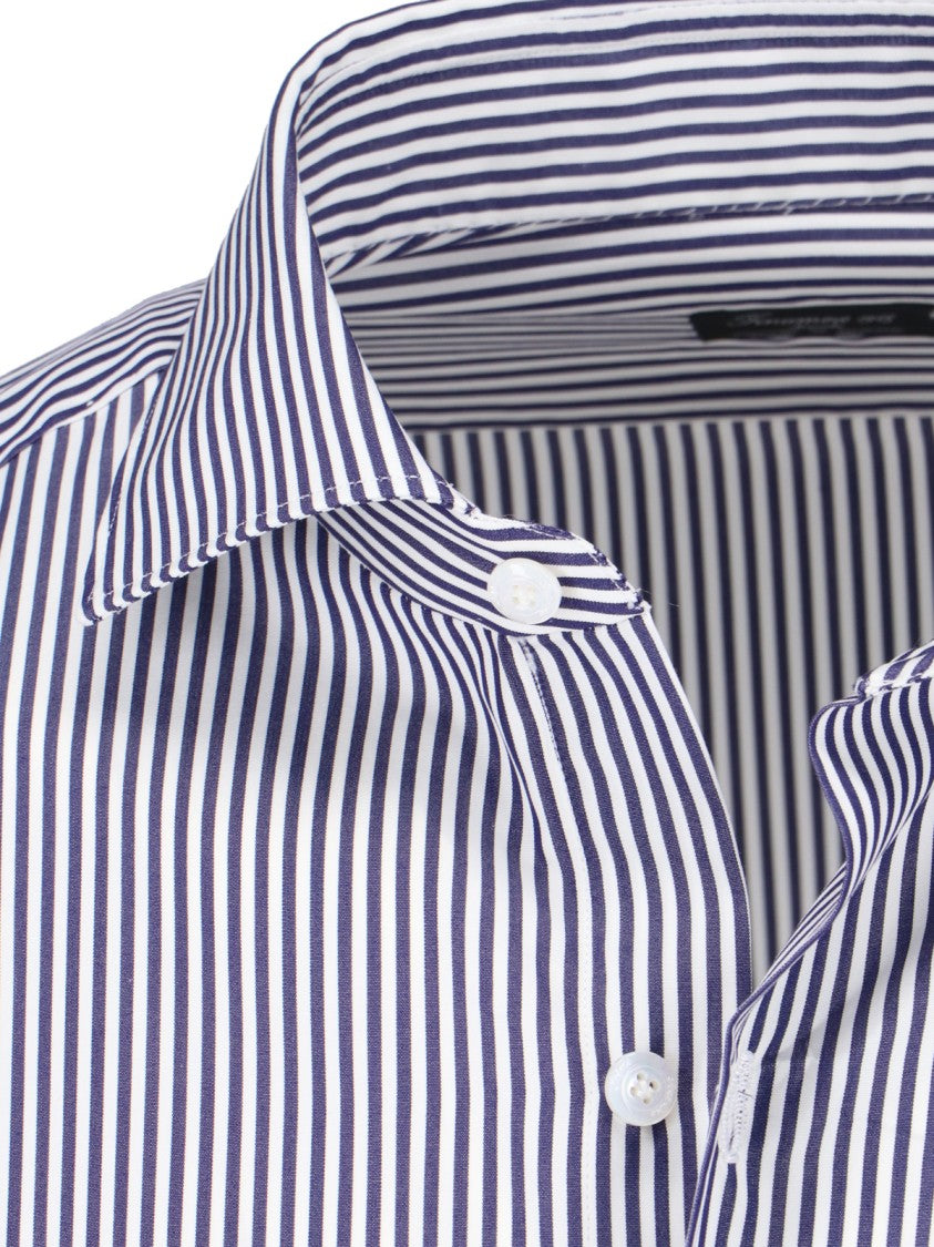 Finamore Vertical Striped Finamore 1925 Cotton Shirt