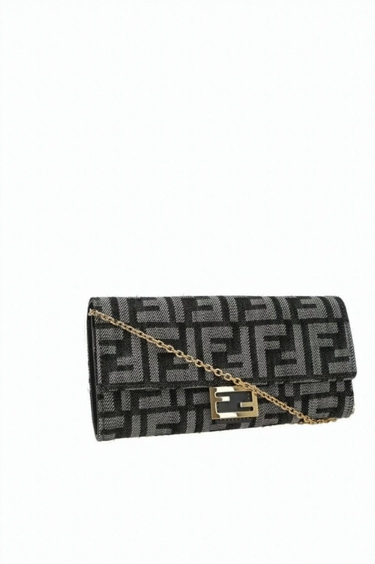 Fendi Geometric Pattern Crossbody Bag With Gold Tone Accents