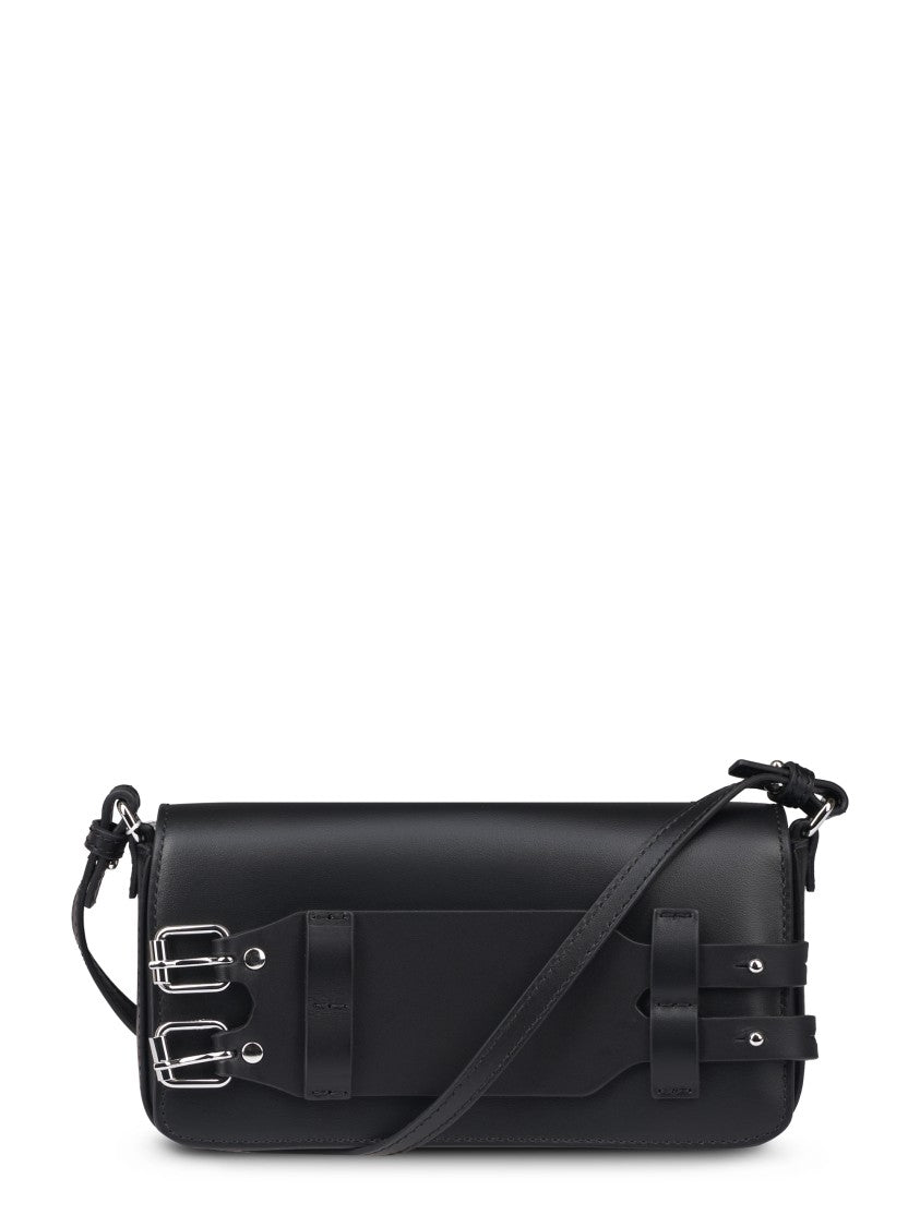 Mm6 By Maison Margiela Structured Black Bag With Unique Buckle Detail
