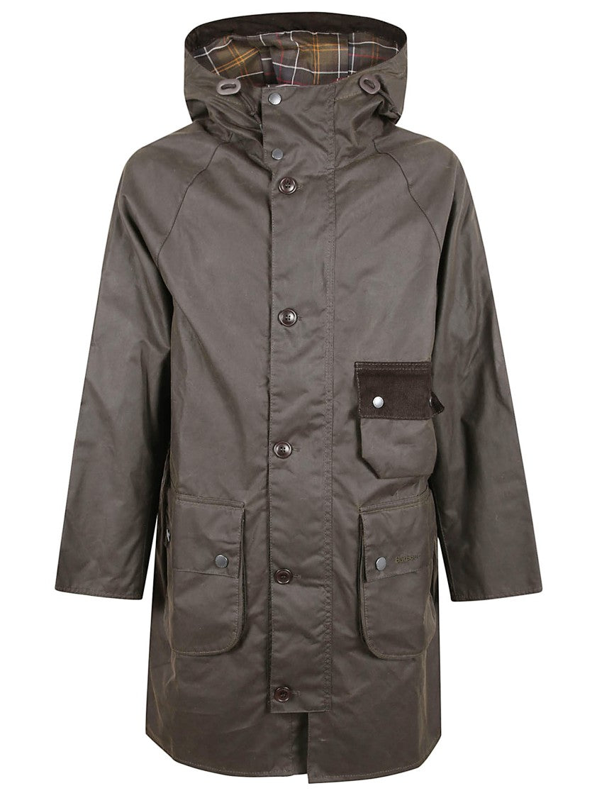 Barbour Solway Waxed Trench Coat With Fixed Hood