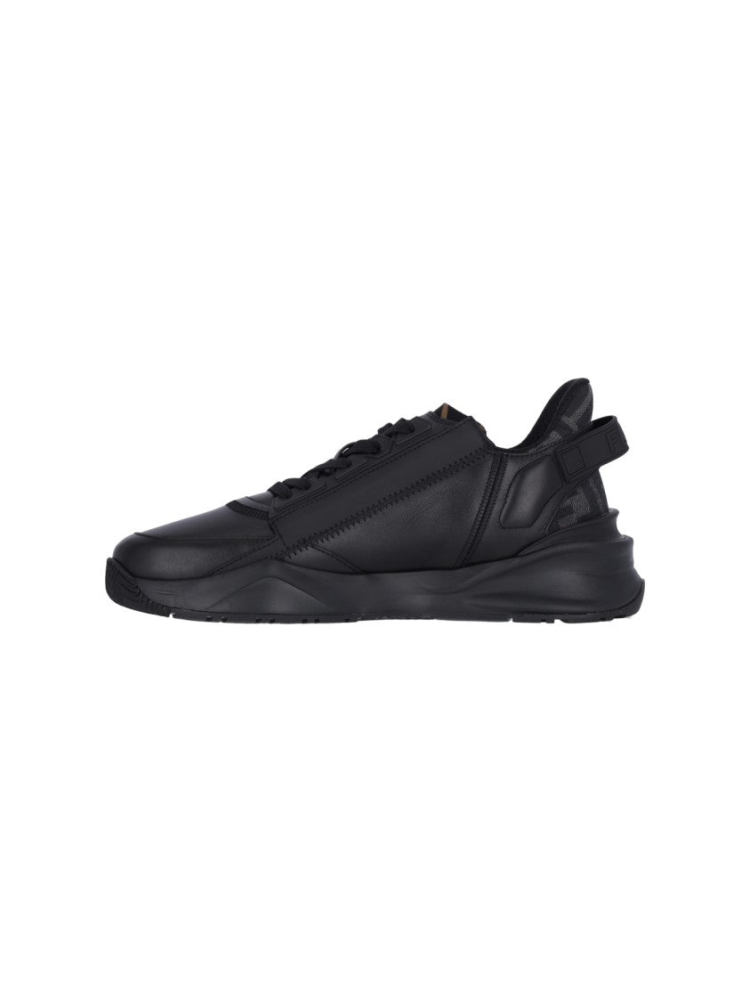 Fendi Black Flow Ff Logo Leather Sneakers